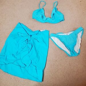 OSCAR DE LA RENTA Turquoise Bikini with Cover-Up SIZE 8
